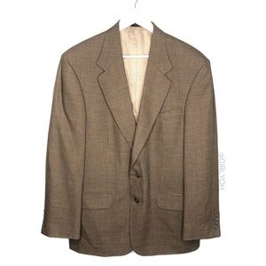 Oscar De La Renta Wool Brown Houndstooth Suit Blazer Sport Coat Jacket 42